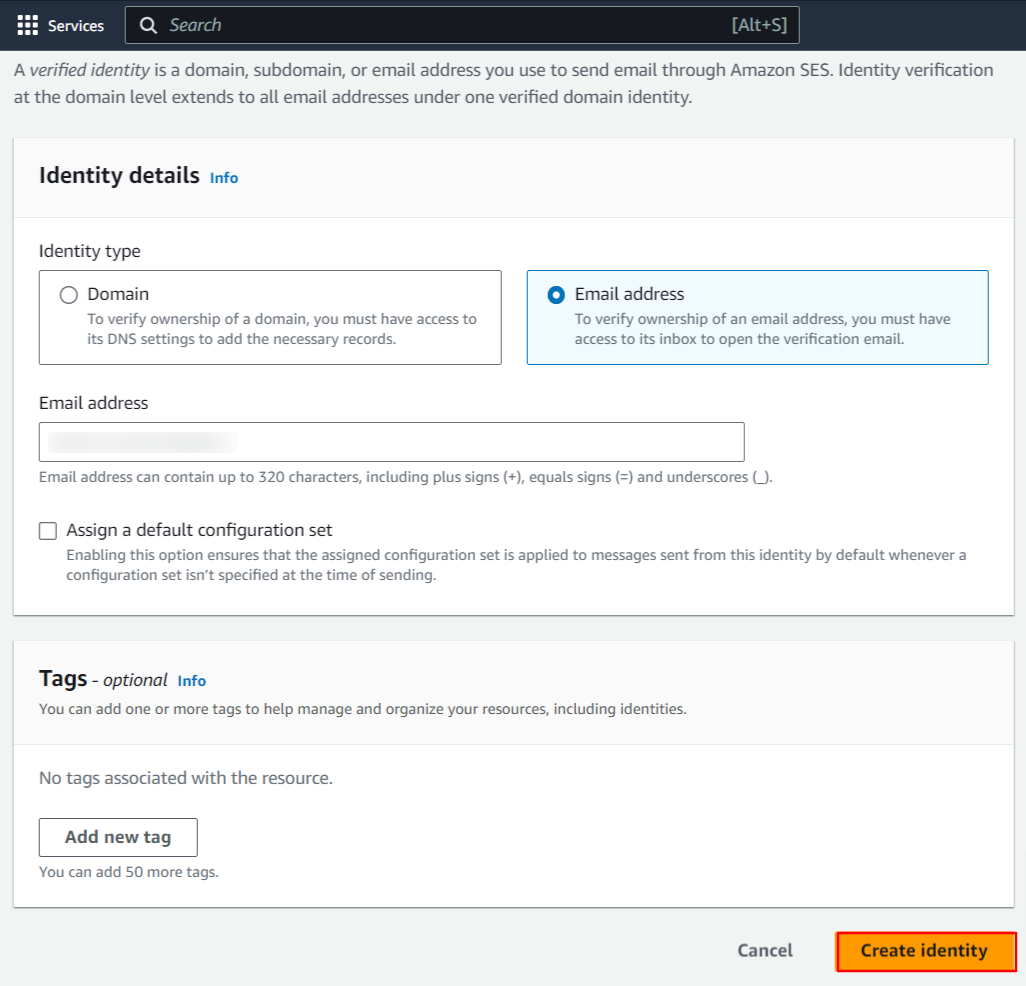 AWS-Simple-Email-Service-Create-identity