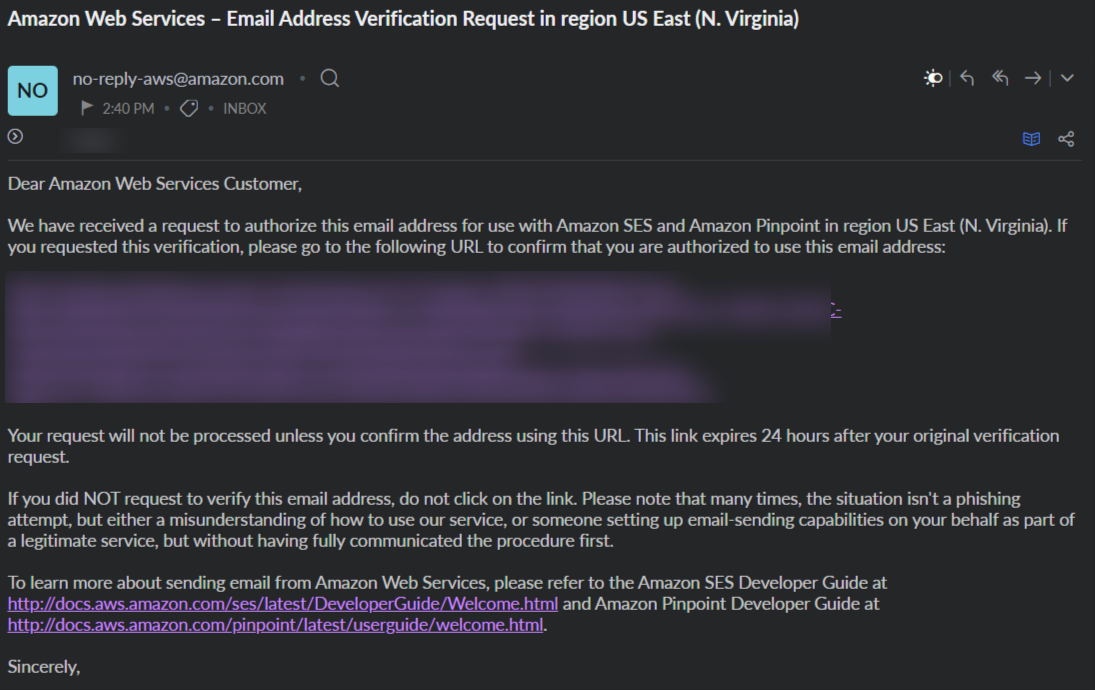 AWS-verify-email-page