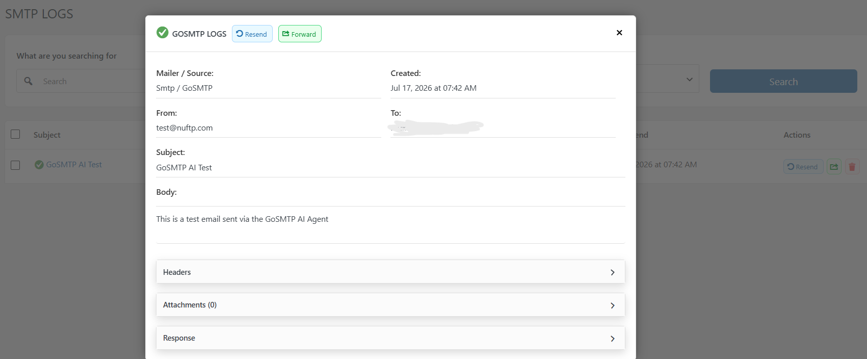 GoSMTP : verify gosmtp